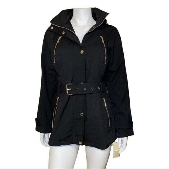 MICHAEL Michael Kors Black Hooded Raincoat Women's Size Small NWT - Picture 2 of 9